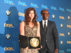 Jehane Noujaim with presenter Don Cheadle