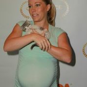 Kendra with kitty at the Eco Lounge