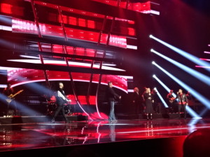 The Voice coaches take the stage at Radio City Music Hall for the first television upfront of the week