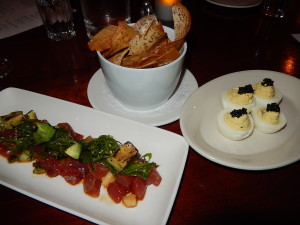 Ahi poke and deviled eggs