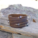 Liv and B Designs Cinco Leather Wrap Pearl Bracelet