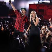 Shinoda and Bebe Rexha, photo by Randall Michelson